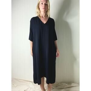 ALI GOLDEN Oversized Rayon Caftan Black Dress US MEDIUM/LARGE